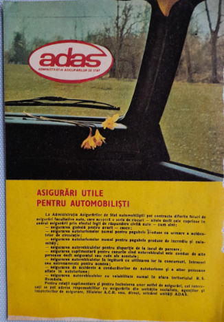 1982 Reclamă ADAS asigurari automobilisti comunism 24x17 cm autoturism epoca aur