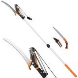Outsunny Ferăstrău Manual 2-&icirc;n-1 cu Tijă Telescopică din Aluminiu de 2-3 m, Ferăstrău de Tăiere și Foarfece cu Blocare de Siguranță | Aosom Romania
