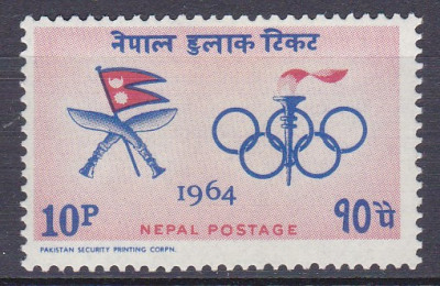 DB1 Olimpiada Tokyo 1964 Nepal 1 v. MNH foto