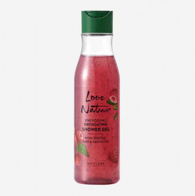 Gel de duş exfoliant cu mentă şi zmeură organică Love Nature (Oriflame) foto