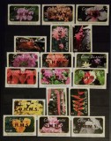 Cook Islands 2010 - Flora , Serie 18 valori , dantelate , supratipar O.H.M.S. , folio aur MNH ,Mi.D70a-D87a