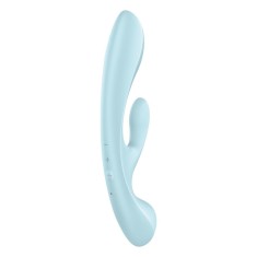 Triple Oh light blue - Vibrator 2 &icirc;n 1 Iepuraș și Wand, 23.5 cm
