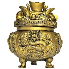 Vasul abundenței cu dragon, remediu pentru bani, 11 cm