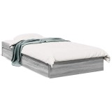 Cumpara ieftin Cadru de pat cu sertare gri sonoma 100x200 cm lemn prelucrat