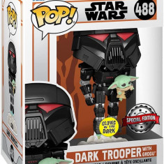 Figurina - Star Wars - Dark Trooper with Grogu - Glow in The Dark - Special Edition | Funko
