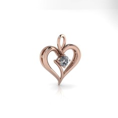 Pandativ din aur roze de 14K in forma de inima