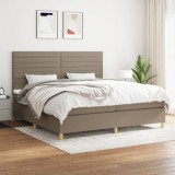 Cumpara ieftin Pat box spring cu saltea, gri taupe, 200x200 cm, textil