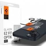 Folie de protectie Camera Spate Spigen GlastR EZ FIT Optik Pro pentru Apple iPhone 15 Plus / 15 / 14 Plus / 14, Sticla Securizata, Set 2 bucati, Neagr