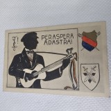 Carte postala rara a fratiei academice studentesti de sasi de tip Fraternitas sau BURSCHENSCHADT din Transilvania ,, PE CAI ANEVOIOASE SPRE STELE ''