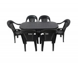 Set masa OMC 140x70x70 cu 6 scaune OMC, pentru gradina, antracit, din plastic