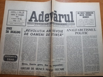 ziarul adevarul 26 ianuarie 1990-articolul &amp;quot; viitorul tarii &amp;quot; foto