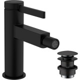 BATERIE BIDEU FINORIS CU VENTIL PUSH-OPEN, NEGRU MAT