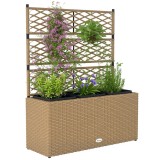Outsunny Ghiveci pentru plante cu plasă 3 băcăi 33L exterior din rășină &icirc;mpletită 84 x 30 x 107 cm sable negru | Aosom Romania