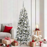 vidaXL Brad de Crăciun with Decorative String Lights Alb 180 cm PVC