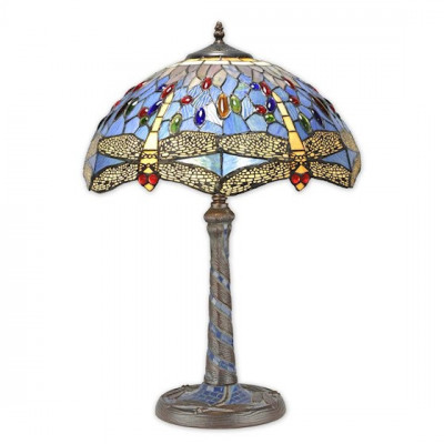 Lampa mare Tiffany din bronz cu decoratiuni albastre TA-14B foto