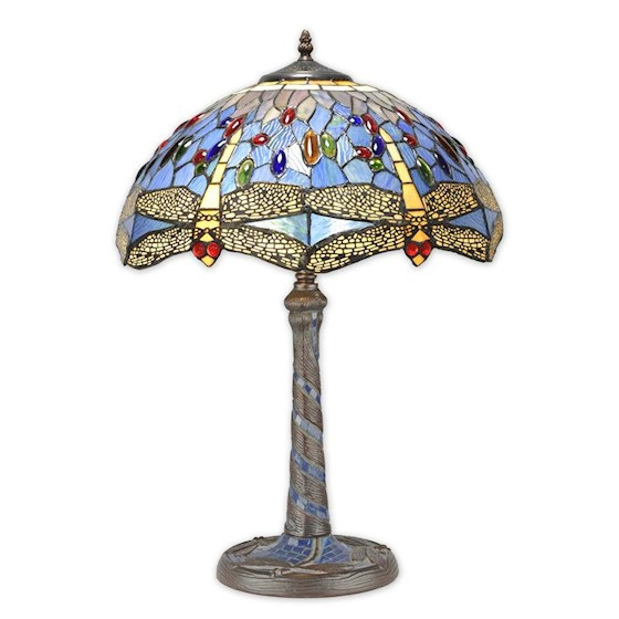 Lampa mare Tiffany din bronz cu decoratiuni albastre TA-14B