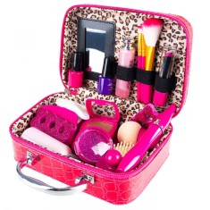 Trusa de machiaj pentru fetite, geanta cu 22 de accesorii cosmetice, fara lichide sau substante chimice, roz Household NewTrend