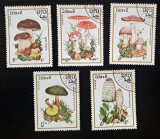 Set timbre Laos &ndash; Ciuperci / Fungi &ndash; 5 piese, obliterate, 1985&ndash;1986