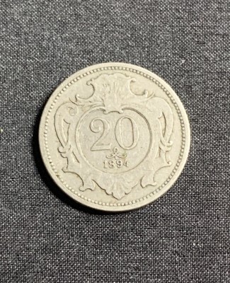 Moneda 20 halleri 1894 Austria foto