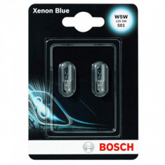 Set Becuri Auto Auxiliare W5W Bosch Xenon Blue, 12V, 5W, 2 buc