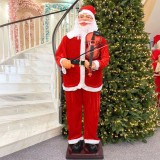 Mos Craciun cu vioara, figurina muzicala 180 cm, canta si danseaza, suport sustinere, senzor sunet, ProCart