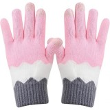 Manusi de dama, flippy, model ondulat, functie touchscreen (ecran tactil), material acril tricotat, manseta elastica, interior catifelat, marime unive