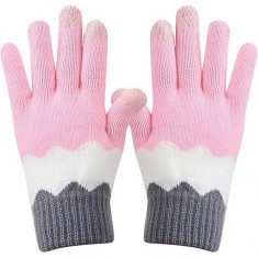 Manusi de dama, flippy, model ondulat, functie touchscreen (ecran tactil), material acril tricotat, manseta elastica, interior catifelat, marime unive