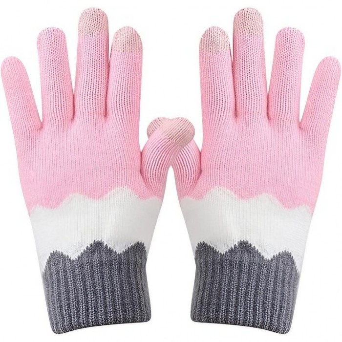 Manusi de dama, flippy, model ondulat, functie touchscreen (ecran tactil), material acril tricotat, manseta elastica, interior catifelat, marime unive