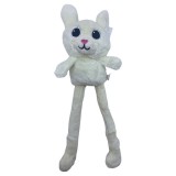 Breloc Iepuras crem care se transforma in ursulet cu picioare lungi , trage de urechi mov 28 cm