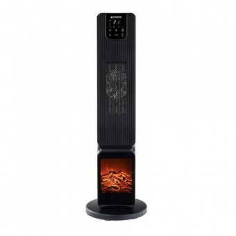 Radiator turn, 2 trepte de putere 1000/2500 W, Telecomanda, Oscilatie, Afisaj LCD, Negru foto