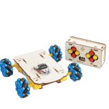 Kit robot DIY cu roti mecanum si telecomanda, educativ STEM, platforma robotica cu control wireless, copii si adulti