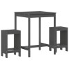 Set bar de gradina, 3 piese, gri, lemn masiv de pin