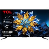 Televizor TCL QLED 75C655 Pro, 189 cm, Smart Google TV, 4k Ultra HD, Clasa F (Model 2024), 190 cm