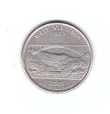 Moneda SUA 25 centi/quarter dollar 2005 P, West Virginia 1863, stare buna, curata