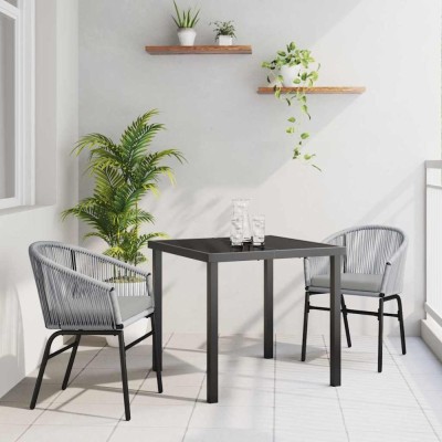 vidaXL Set de masă pentru grădină 3 pcs Gri Rattan poli 3379359 foto