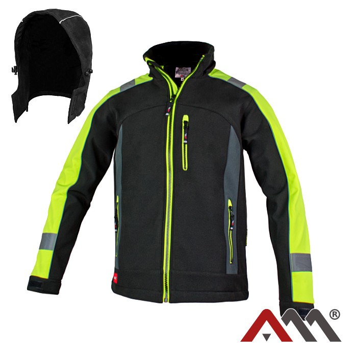 Jacheta Softshell Classwork cu elemente fluorescente galbene si banda reflectorizanta