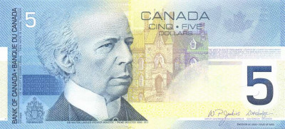 CANADA █ bancnota █ 5 Dollars █ 2002 / 2004 █ P-101c █ UNC █ necirculata foto