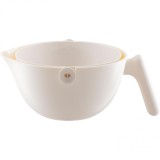 Bol cu doua straturi, flippy, pentru fructe, legume, cu cos de scurgere a apei, 2l, din abs+pp, 29.9 x 22.5 x 11.8 cm, alb