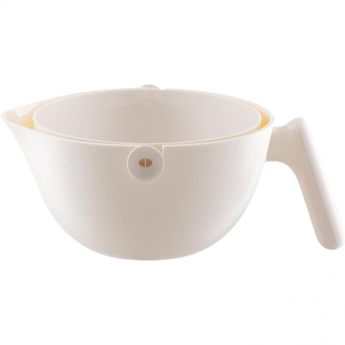 Bol cu doua straturi, flippy, pentru fructe, legume, cu cos de scurgere a apei, 2l, din abs+pp, 29.9 x 22.5 x 11.8 cm, alb