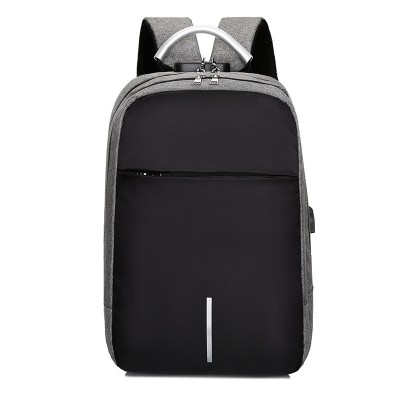Rucsac, pentru Laptop, Business, fermoare ascunse si buzunare antifurt, maner si bretele confortabile, cu USB, gri si negru, 40 x 28 x 14 cm foto