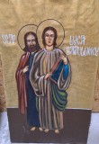 Icoană &bdquo;Sfinții Luca și Bartolomeu&rdquo; &ndash; pictură pe p&acirc;nză pe lemn, stil bizantin