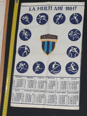 Calendar panza Epoca de Aur La Multi Ani 1981 Clubul sportiv PROGRESUL Bucuresti foto