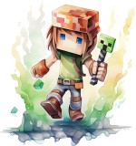 Sticker decorativ, Minecraft, Verde, 1376STK-15