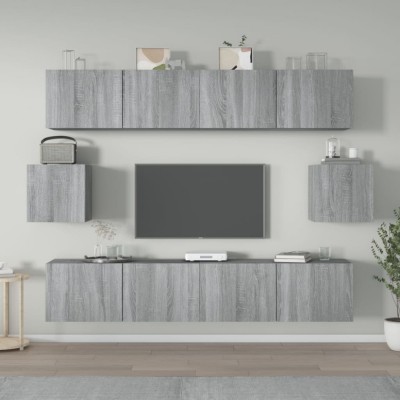 vidaXL Set dulapuri TV, 6 piese, gri sonoma, lemn prelucrat 3114364 foto