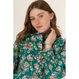 Camasa verde din bumbac cu imprimeu floral ASD90076