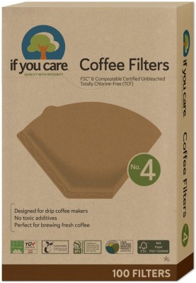 Filtre de cafea marimea 4, nealbite, fara clor, compostabile, 100buc, If You Care foto