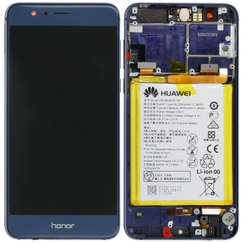 Huawei Honor 8 (FRD-L09, FRD-L19) Capac frontal modul display + LCD + digitizer + baterie albastru 02350USN foto