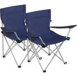 SONGMICS Set 2 scaune pliabile camping cu suport bauturi, husa transport, 52x84x81 cm, 120 kg, albastru Household NewTrend