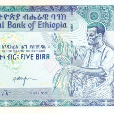 Bancnota Etiopia 5 Birr 2017 - P47h UNC