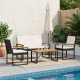 vidaXL Set de Mobilier pentru Exterior 4 pcs Negru și Alb crem 42025325
